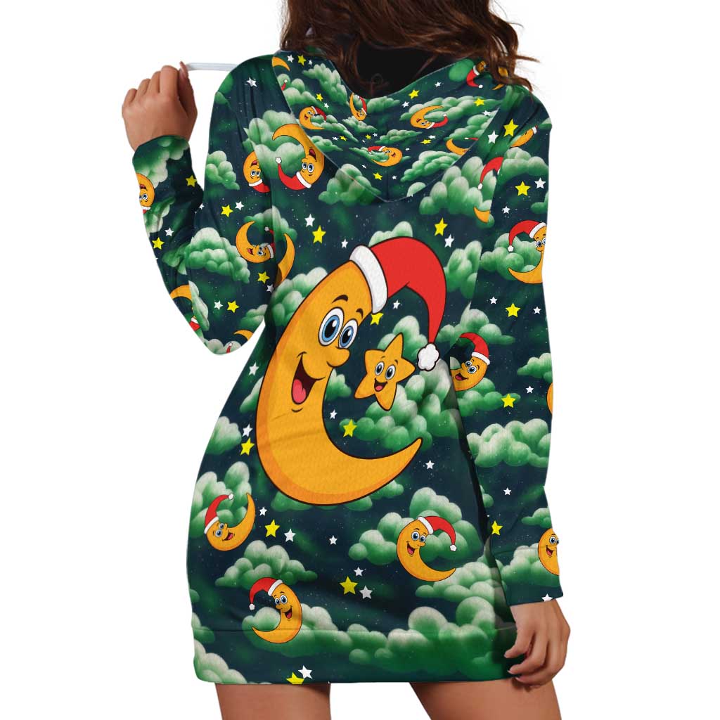 Christmas Moon and Star Hoodie Dress Xmas Holiday Patterns - Wonder Print Shop