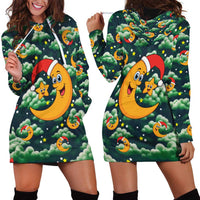 Christmas Moon and Star Hoodie Dress Xmas Holiday Patterns - Wonder Print Shop