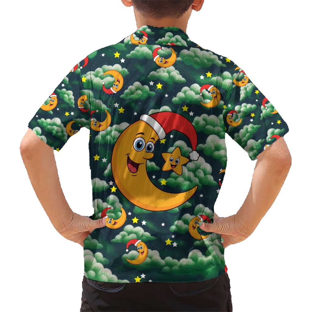 Christmas Moon and Star Kid Hawaiian Shirt Xmas Holiday Patterns - Wonder Print Shop