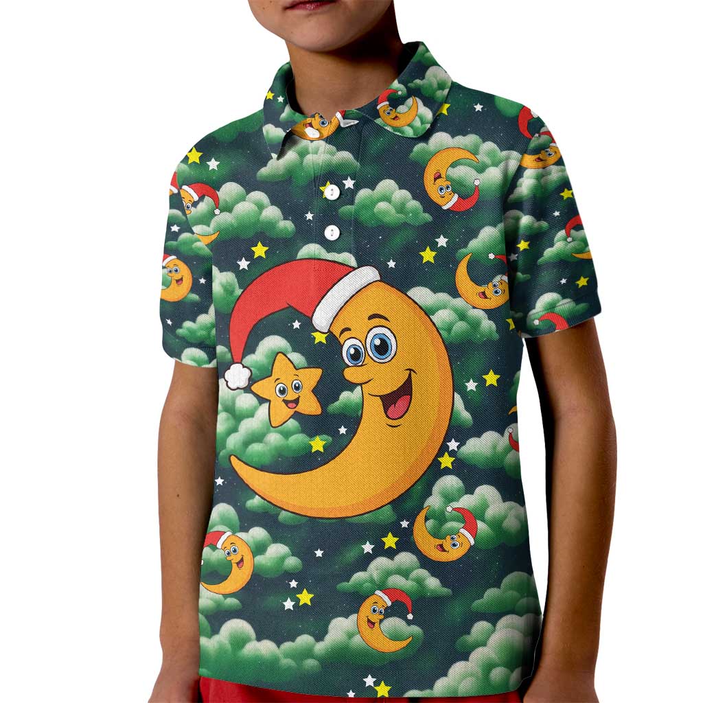 Christmas Moon and Star Kid Polo Shirt Xmas Holiday Patterns - Wonder Print Shop