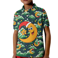 Christmas Moon and Star Kid Polo Shirt Xmas Holiday Patterns - Wonder Print Shop