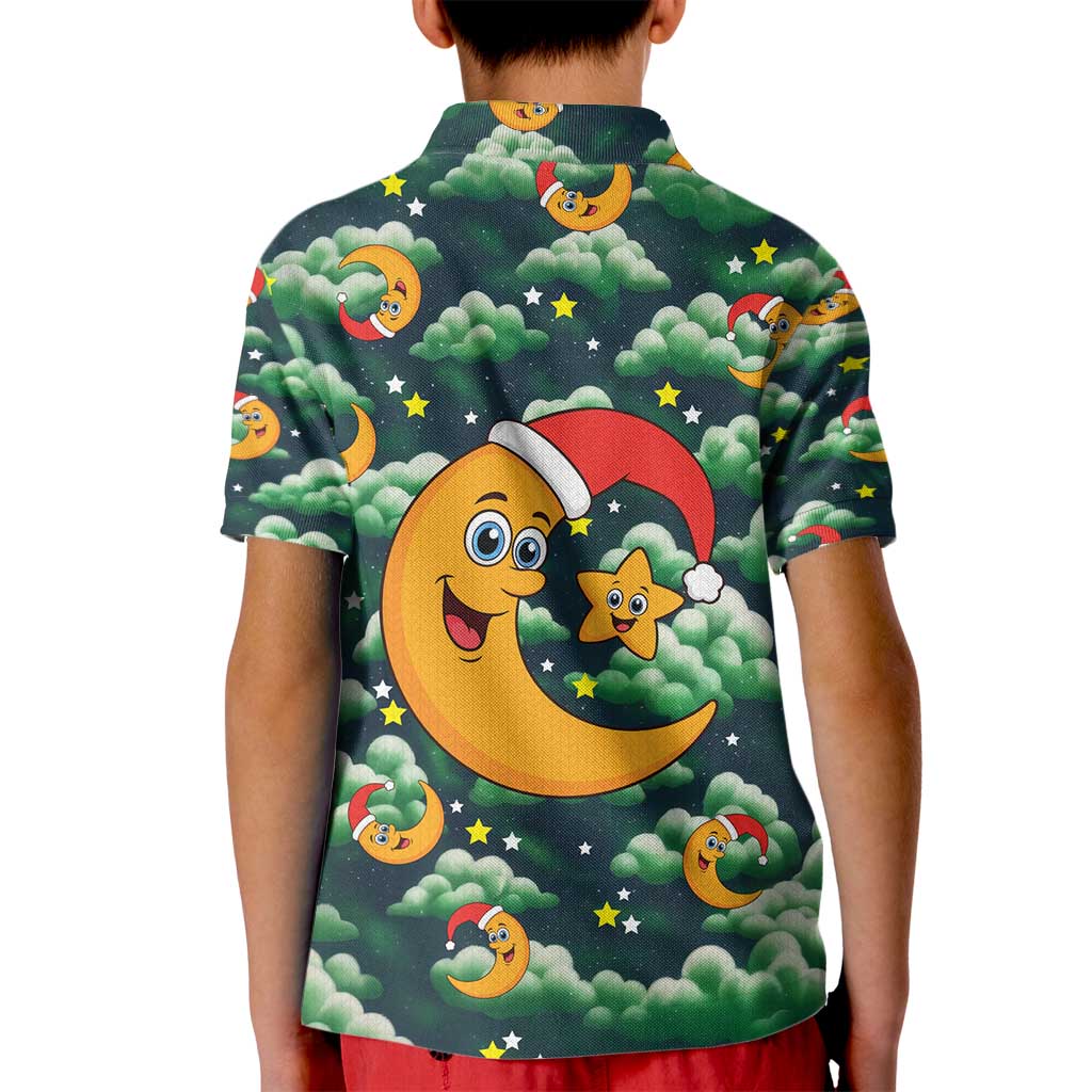 Christmas Moon and Star Kid Polo Shirt Xmas Holiday Patterns - Wonder Print Shop