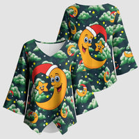 Christmas Moon and Star Kimono Sleeve Blouse Xmas Holiday Patterns - Wonder Print Shop