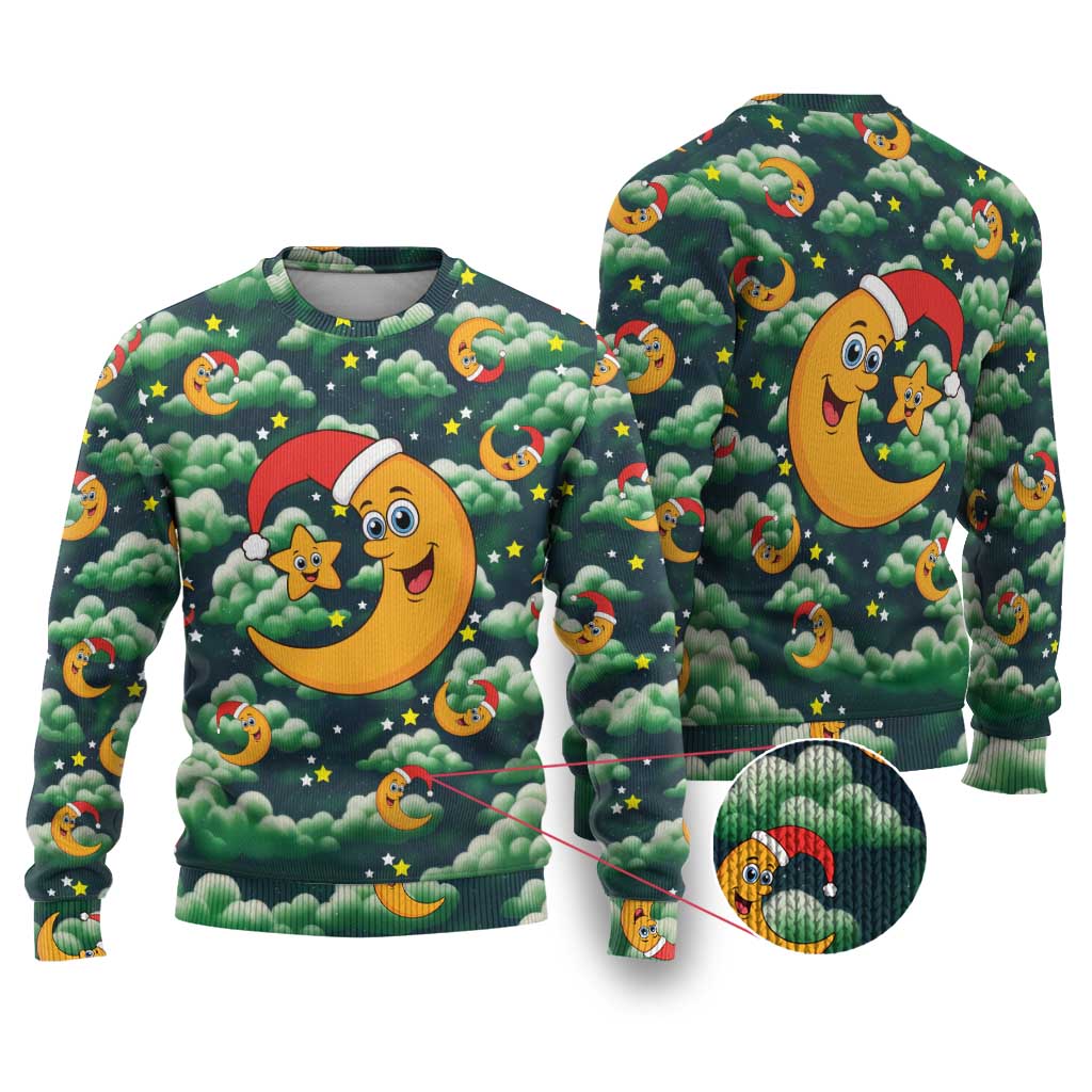 Christmas Moon and Star Ugly Christmas Sweater Xmas Holiday Patterns - Wonder Print Shop