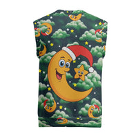 Christmas Moon and Star Christmas Knitted V-Neck Vest Xmas Holiday Patterns - Wonder Print Shop