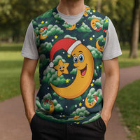 Christmas Moon and Star Christmas Knitted V-Neck Vest Xmas Holiday Patterns - Wonder Print Shop