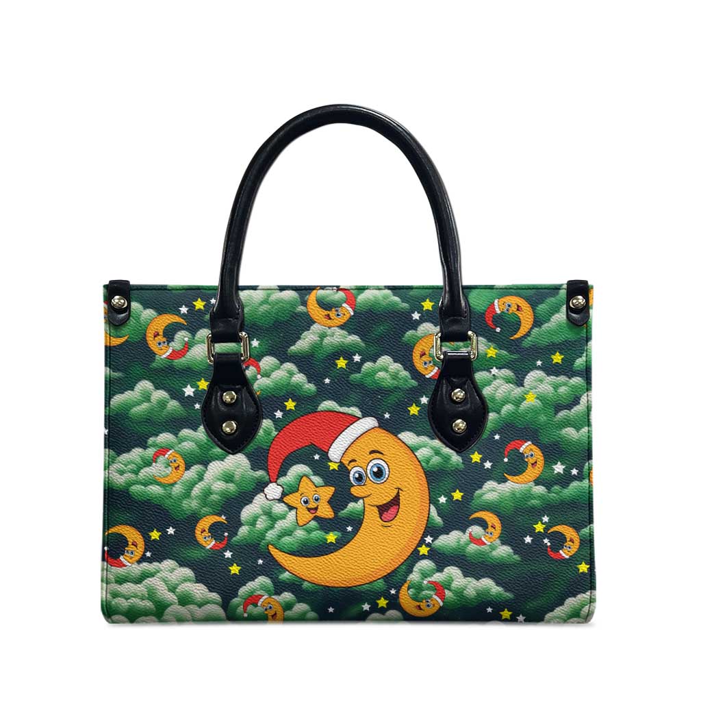 Christmas Moon and Star Leather Bag Xmas Holiday Patterns - Wonder Print Shop