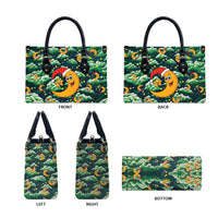 Christmas Moon and Star Leather Bag Xmas Holiday Patterns - Wonder Print Shop