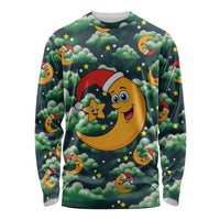 Christmas Moon and Star Long Sleeve Shirt Xmas Holiday Patterns - Wonder Print Shop