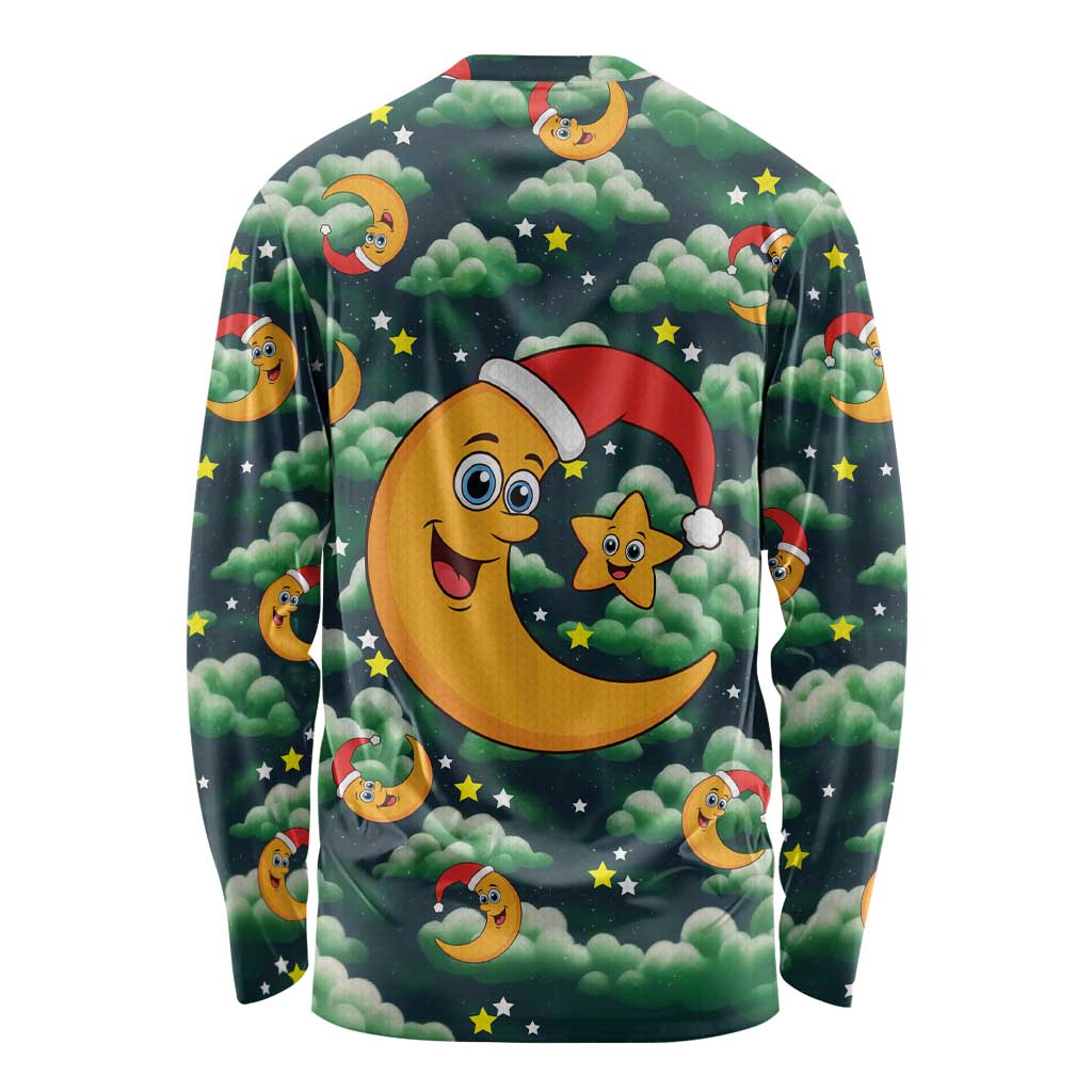 Christmas Moon and Star Long Sleeve Shirt Xmas Holiday Patterns - Wonder Print Shop