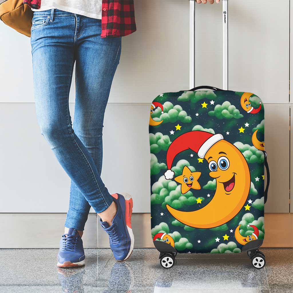 Christmas Moon and Star Luggage Cover Xmas Holiday Patterns - Wonder Print Shop