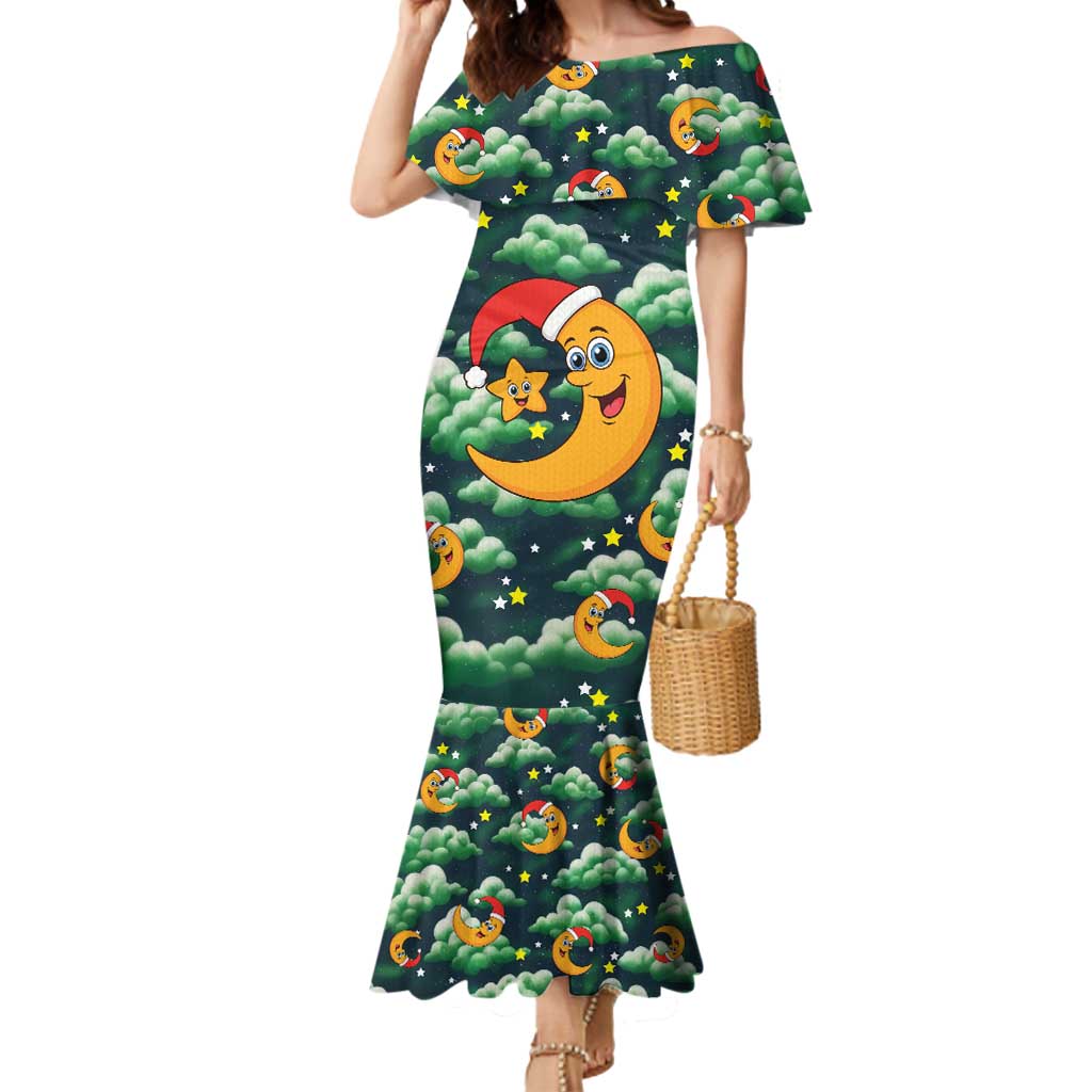 Christmas Moon and Star Mermaid Dress Xmas Holiday Patterns - Wonder Print Shop