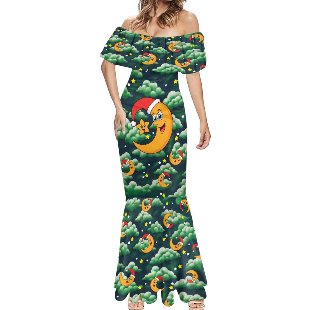 Christmas Moon and Star Mermaid Dress Xmas Holiday Patterns - Wonder Print Shop