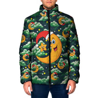 Christmas Moon and Star Padded Jacket Xmas Holiday Patterns - Wonder Print Shop