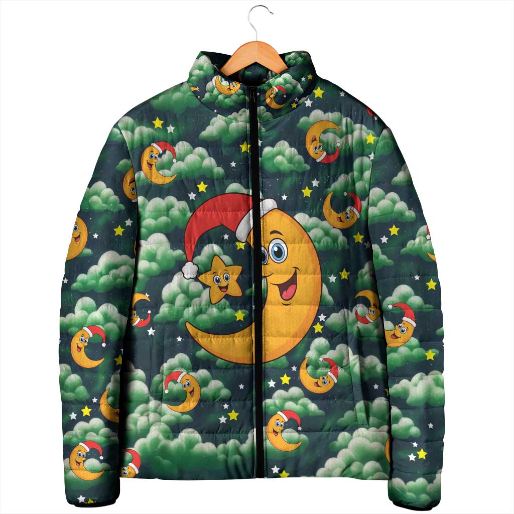Christmas Moon and Star Padded Jacket Xmas Holiday Patterns - Wonder Print Shop