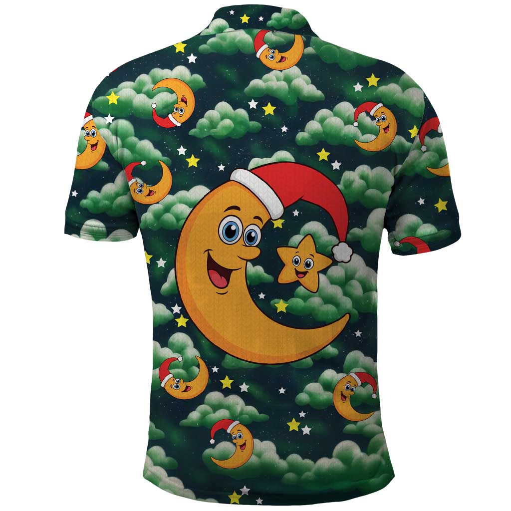 Christmas Moon and Star Polo Shirt Xmas Holiday Patterns - Wonder Print Shop
