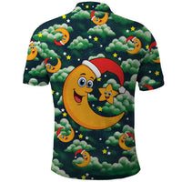 Christmas Moon and Star Polo Shirt Xmas Holiday Patterns - Wonder Print Shop