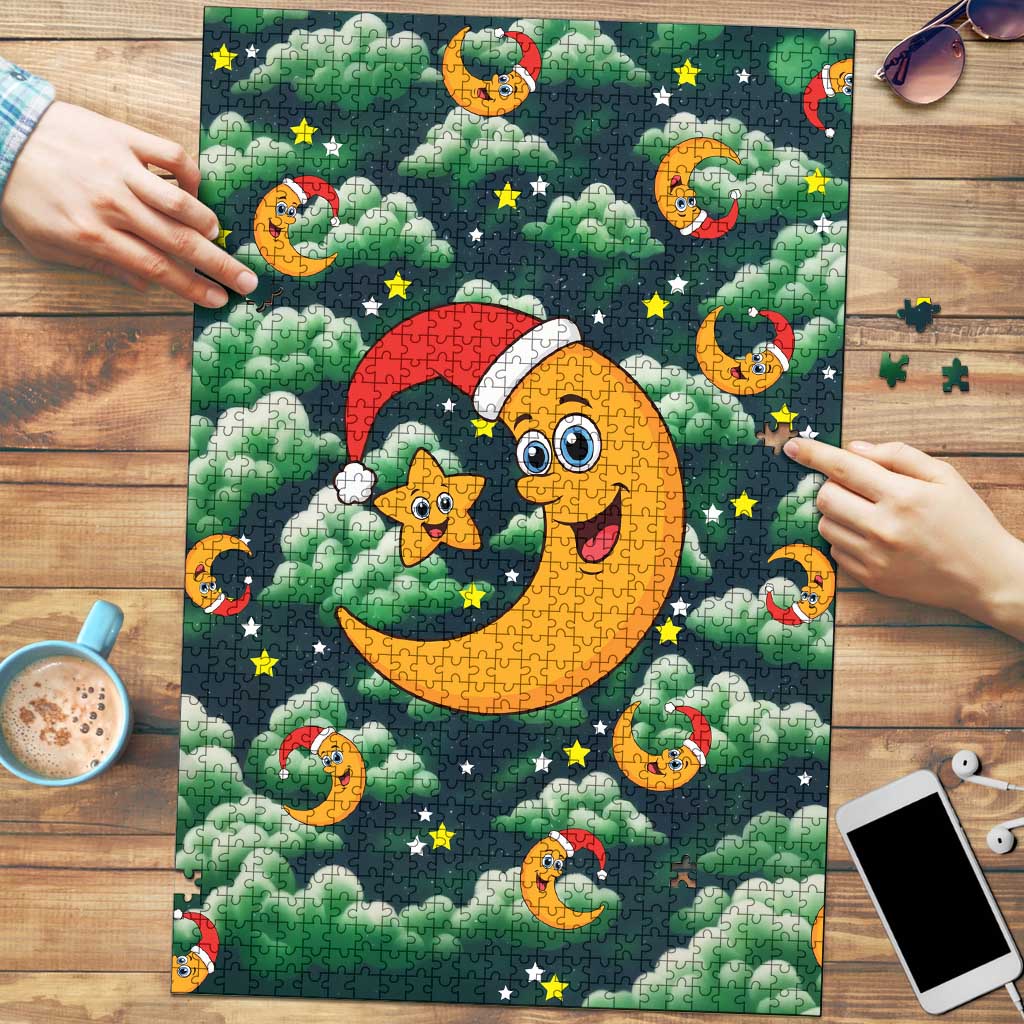 Christmas Moon and Star Puzzle Xmas Holiday Patterns - Wonder Print Shop