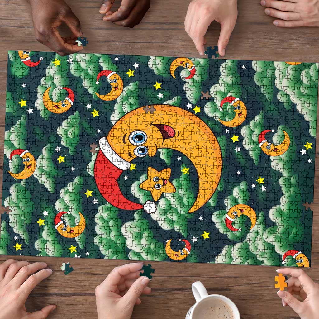 Christmas Moon and Star Puzzle Xmas Holiday Patterns - Wonder Print Shop