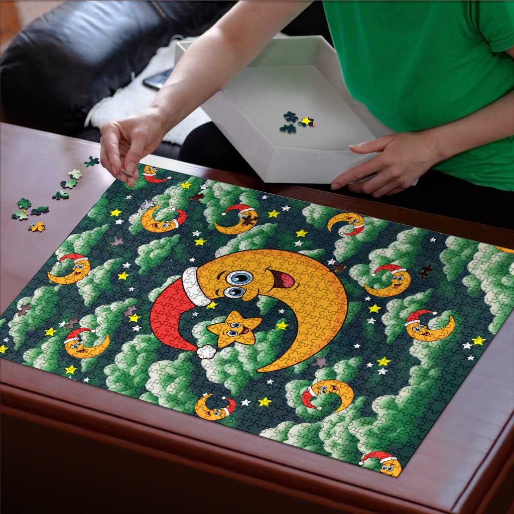 Christmas Moon and Star Puzzle Xmas Holiday Patterns - Wonder Print Shop