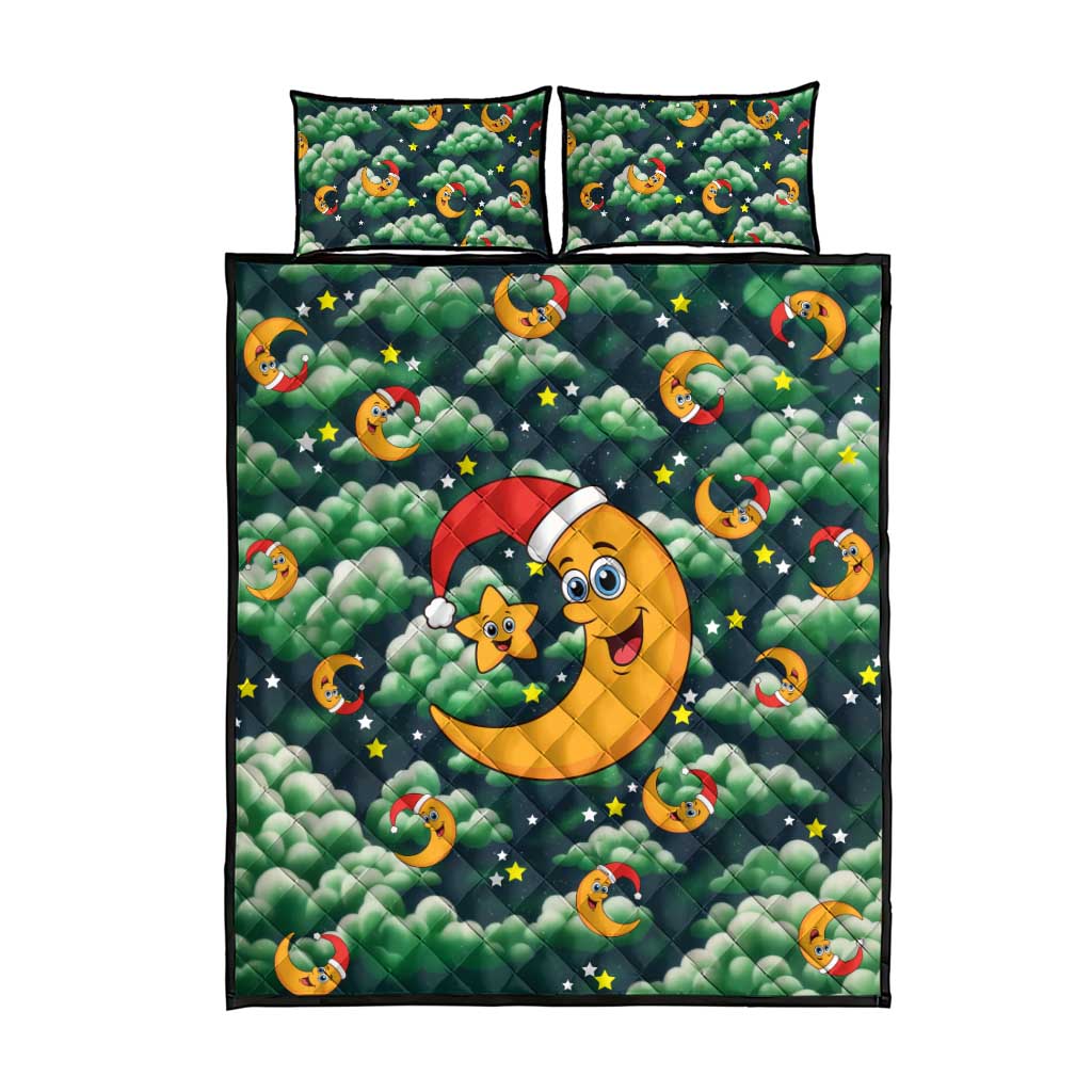 Christmas Moon and Star Quilt Bed Set Xmas Holiday Patterns - Wonder Print Shop