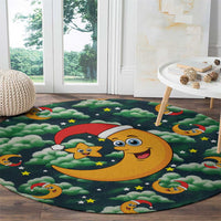 Christmas Moon and Star Round Carpet Xmas Holiday Patterns - Wonder Print Shop