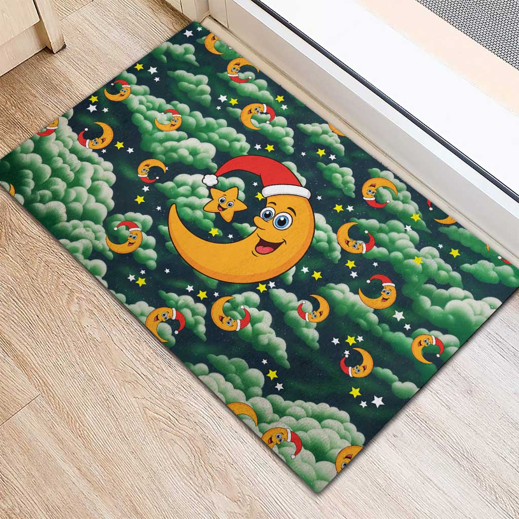 Christmas Moon and Star Rubber Doormat Xmas Holiday Patterns - Wonder Print Shop