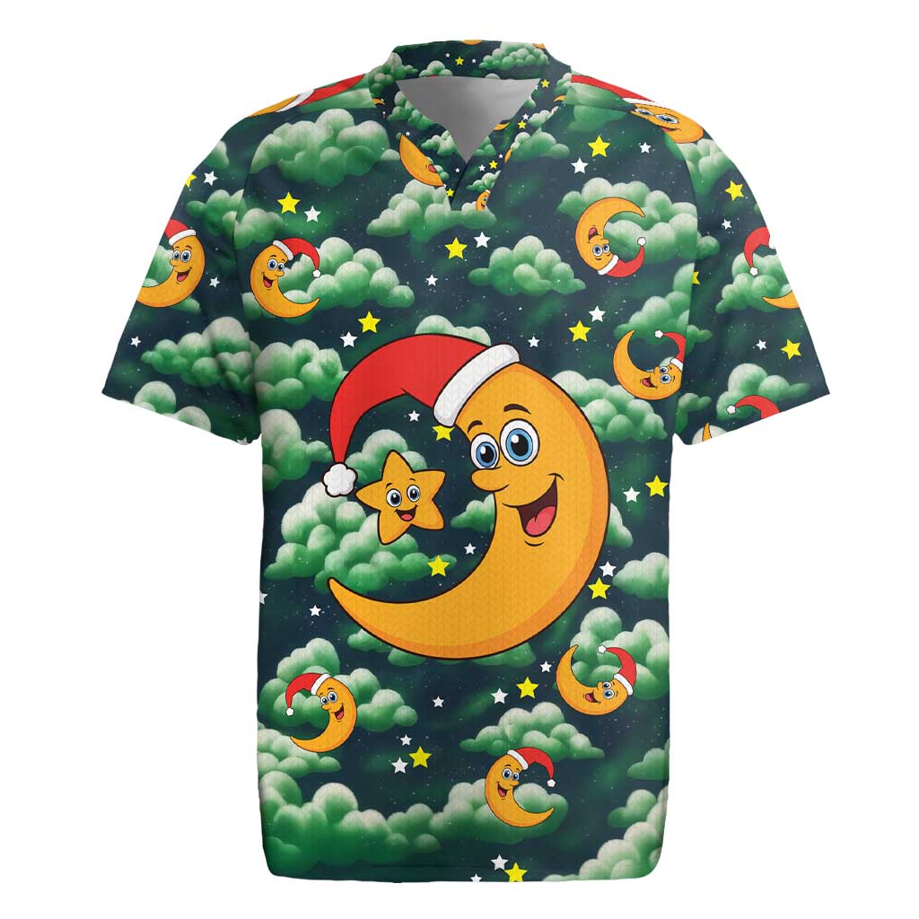 Christmas Moon and Star Rugby Jersey Xmas Holiday Patterns - Wonder Print Shop