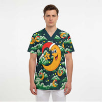 Christmas Moon and Star Scrub Top Xmas Holiday Patterns - Wonder Print Shop