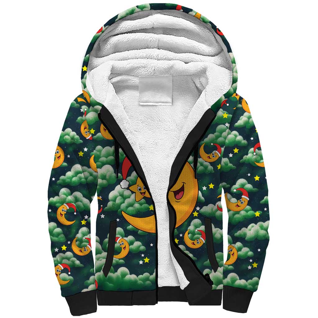 Christmas Moon and Star Sherpa Hoodie Xmas Holiday Patterns - Wonder Print Shop