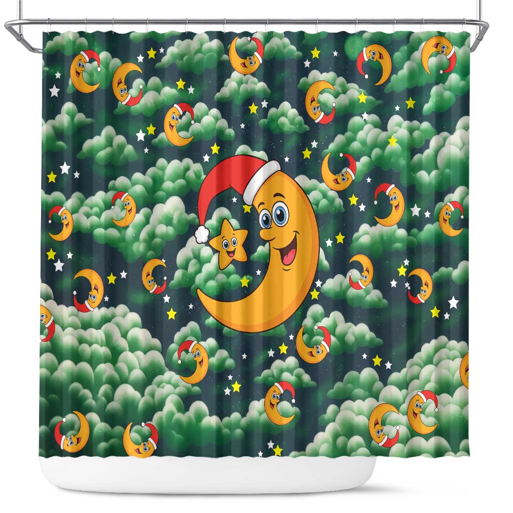 Christmas Moon and Star Shower Curtain Xmas Holiday Patterns - Wonder Print Shop