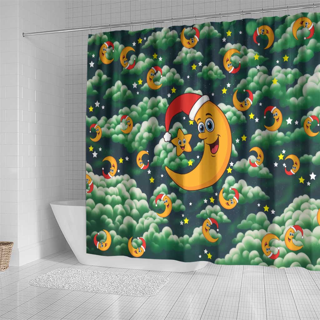 Christmas Moon and Star Shower Curtain Xmas Holiday Patterns - Wonder Print Shop