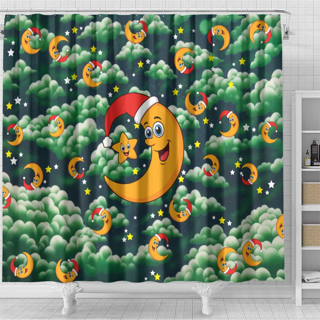 Christmas Moon and Star Shower Curtain Xmas Holiday Patterns - Wonder Print Shop