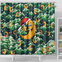 Christmas Moon and Star Shower Curtain Xmas Holiday Patterns - Wonder Print Shop