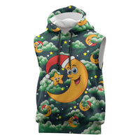 Christmas Moon and Star Sleeveless Hoodie Xmas Holiday Patterns - Wonder Print Shop