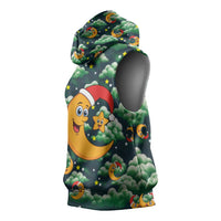 Christmas Moon and Star Sleeveless Hoodie Xmas Holiday Patterns - Wonder Print Shop
