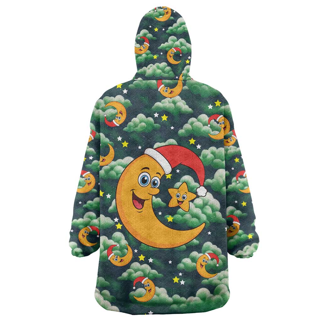 Christmas Moon and Star Wearable Blanket Hoodie Xmas Holiday Patterns - Wonder Print Shop