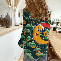 Christmas Moon and Star Women Casual Shirt Xmas Holiday Patterns - Wonder Print Shop
