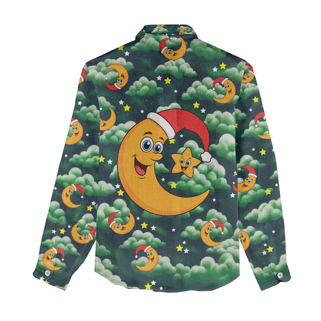 Christmas Moon and Star Women Casual Shirt Xmas Holiday Patterns - Wonder Print Shop