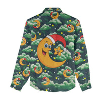 Christmas Moon and Star Women Casual Shirt Xmas Holiday Patterns - Wonder Print Shop
