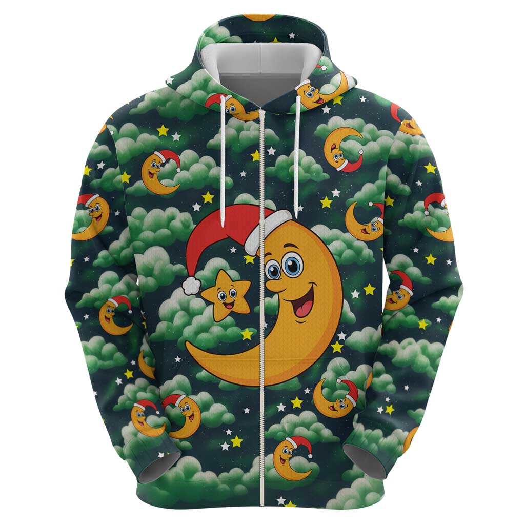 Christmas Moon and Star Zip Hoodie Xmas Holiday Patterns - Wonder Print Shop