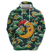 Christmas Moon and Star Zip Hoodie Xmas Holiday Patterns - Wonder Print Shop