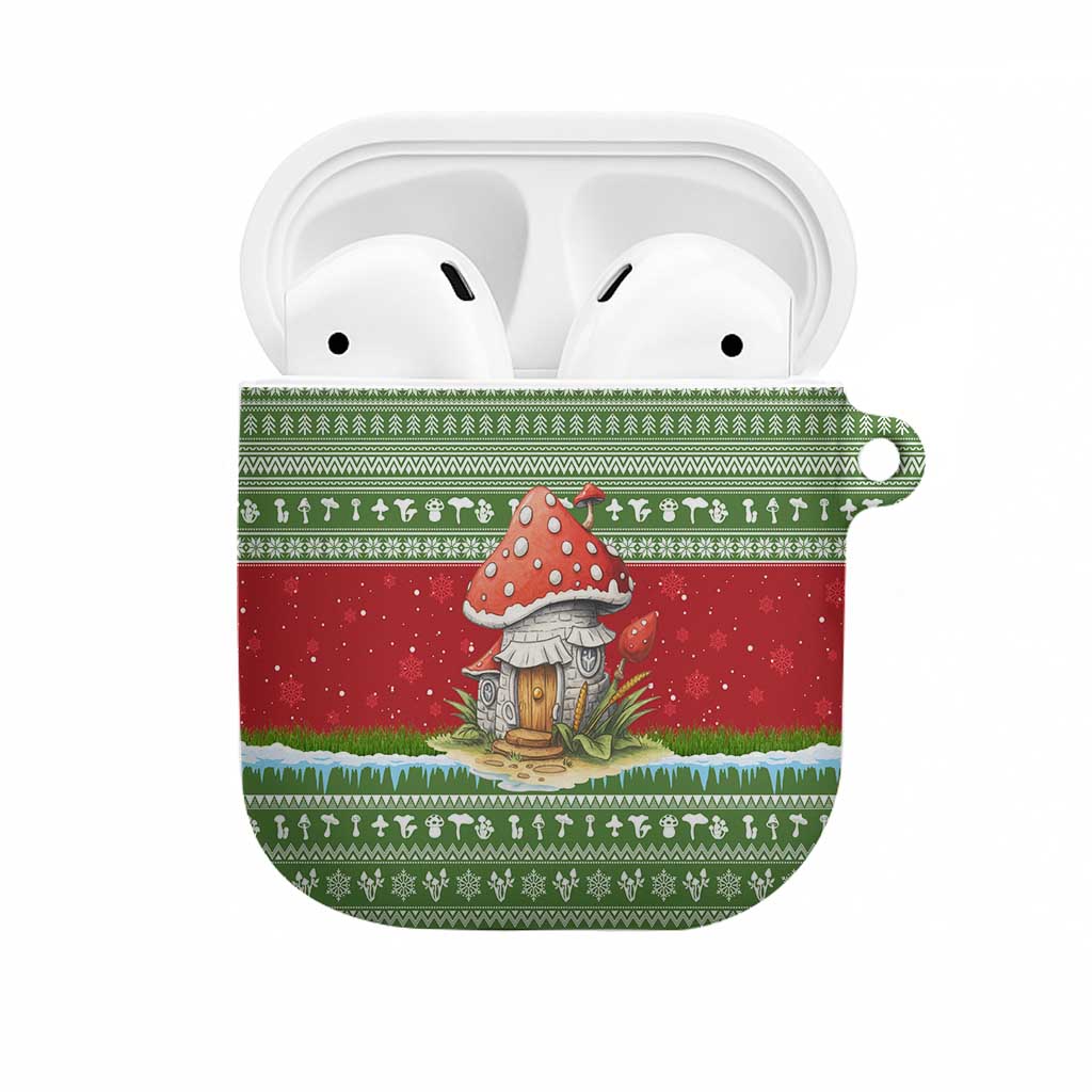 Christmas Mushroom House AirPods Case Xmas Holiday Patterns - Wonder Print Shop