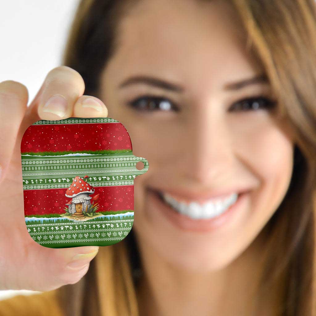 Christmas Mushroom House AirPods Case Xmas Holiday Patterns - Wonder Print Shop