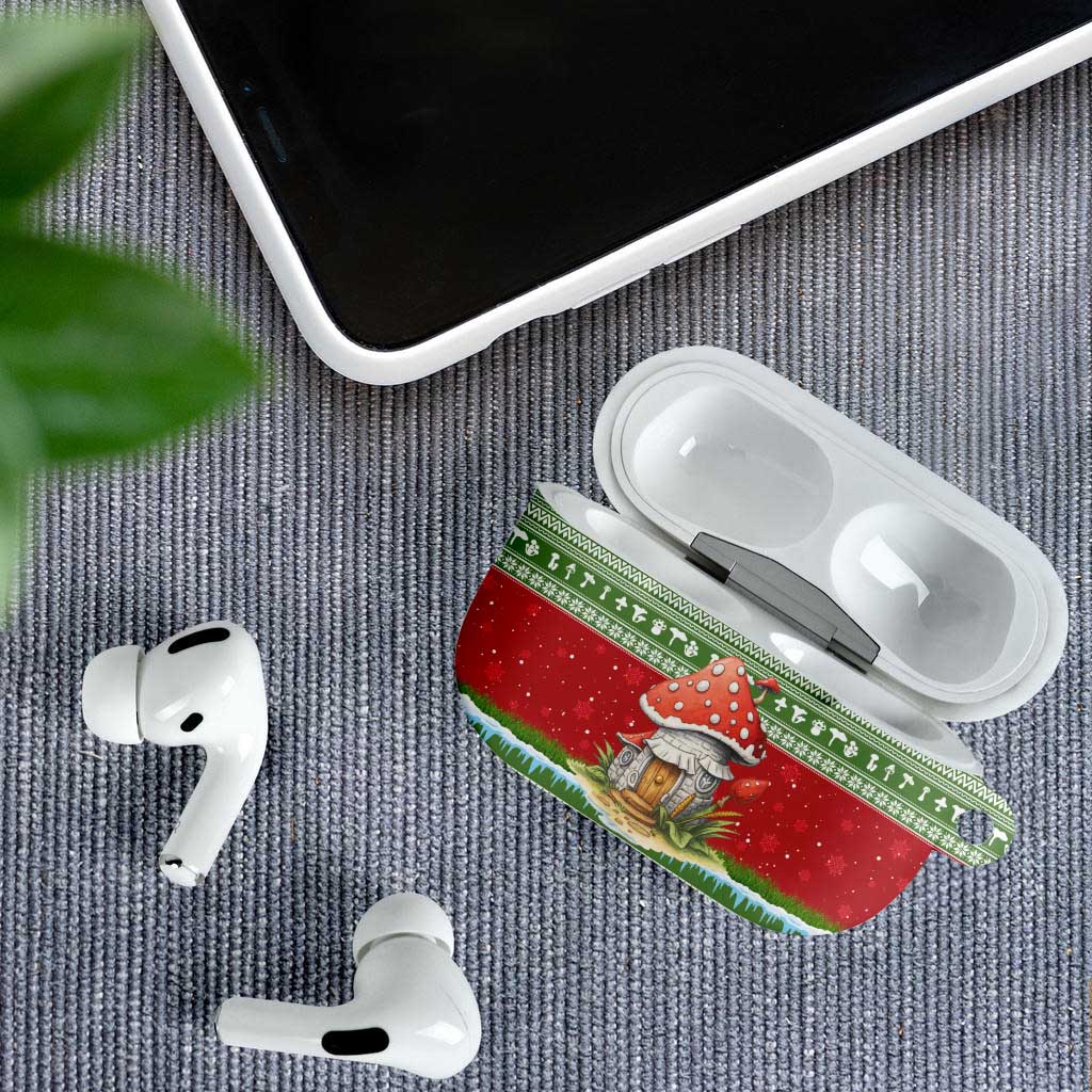 Christmas Mushroom House AirPods Case Xmas Holiday Patterns - Wonder Print Shop