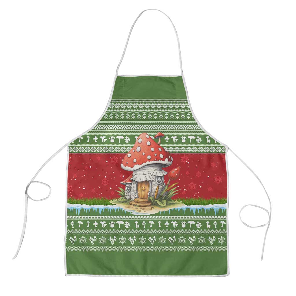 Christmas Mushroom House Apron Xmas Holiday Patterns - Wonder Print Shop