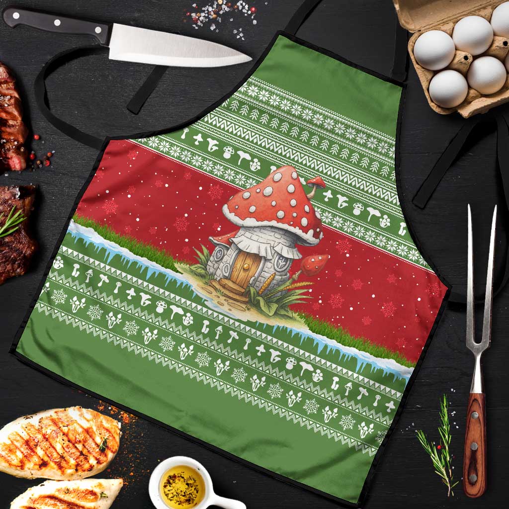 Christmas Mushroom House Apron Xmas Holiday Patterns - Wonder Print Shop