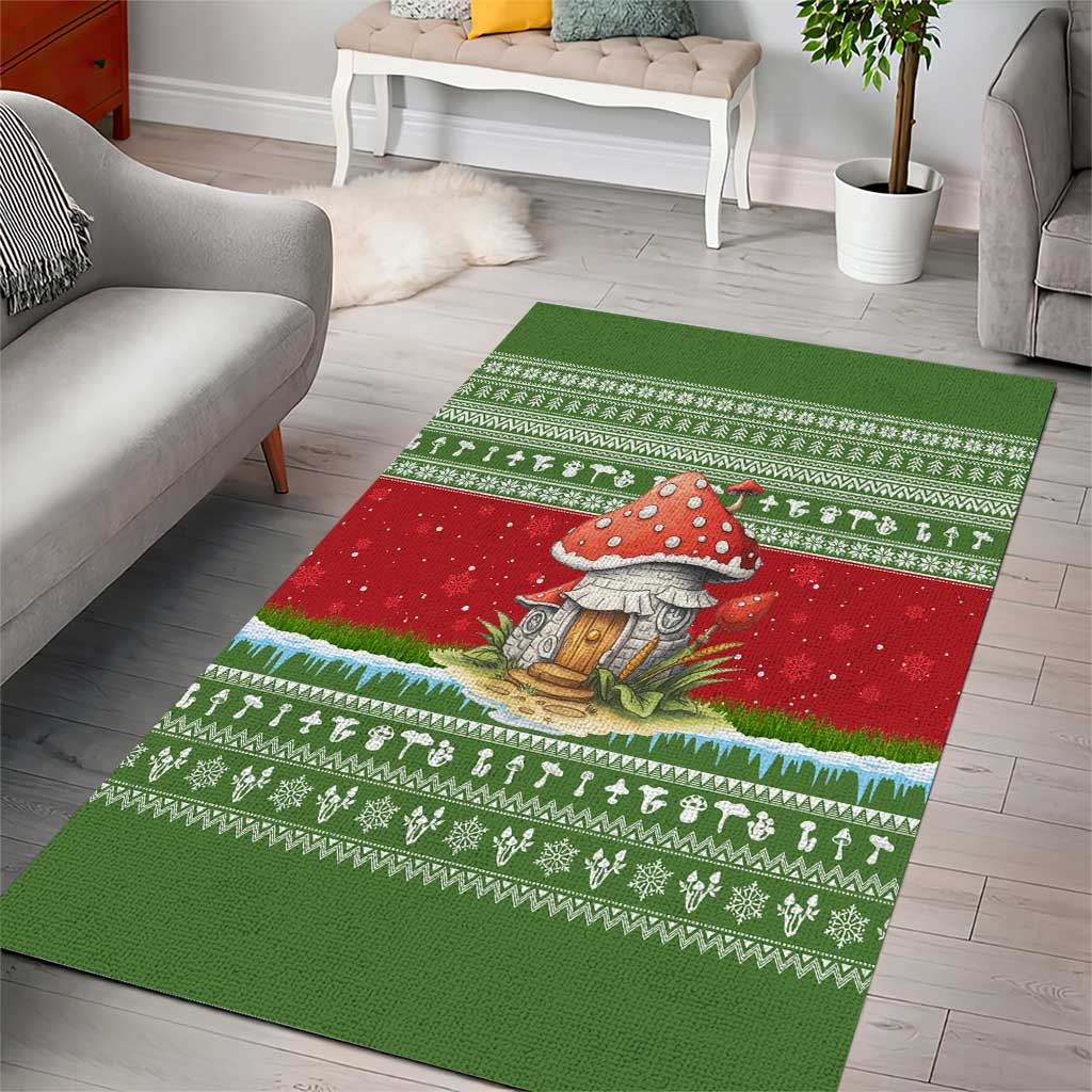 Christmas Mushroom House Area Rug Xmas Holiday Patterns - Wonder Print Shop