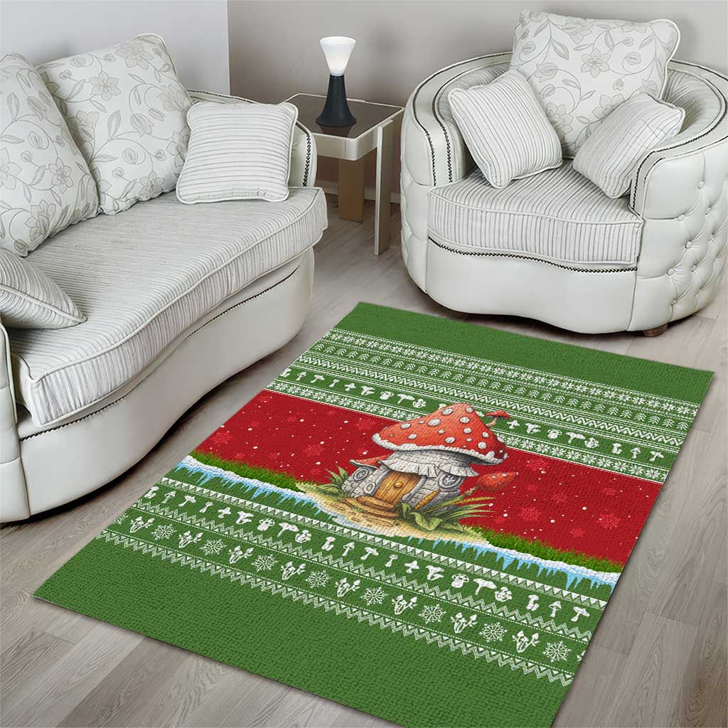 Christmas Mushroom House Area Rug Xmas Holiday Patterns - Wonder Print Shop