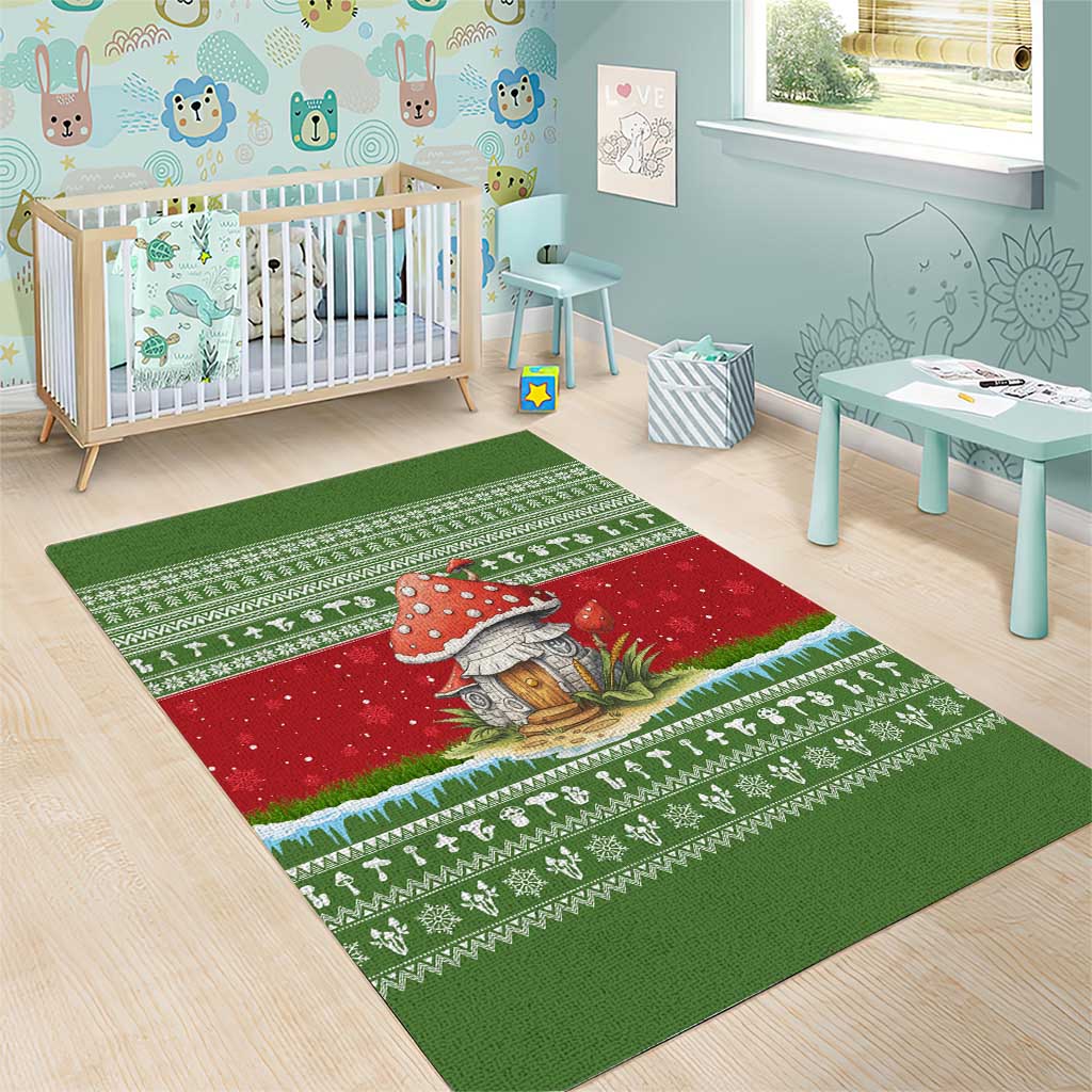 Christmas Mushroom House Area Rug Xmas Holiday Patterns - Wonder Print Shop